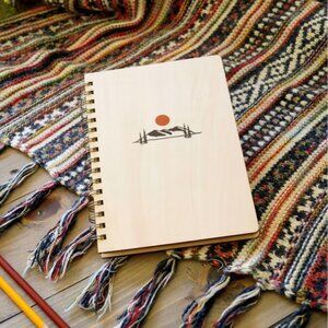 📝 Denik Spiral-Bound Wood Cover Notebook – 130 Pages | Zen Minimalist | NWT ✨